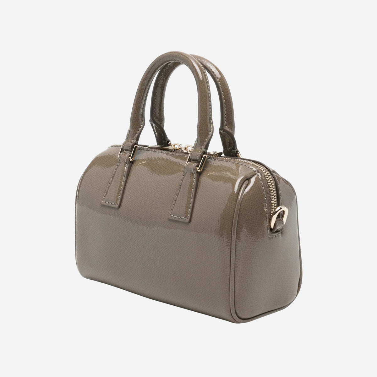 FURLA Olivia Borsa mini a mano in pelle verniciata MUDDY GRAY 