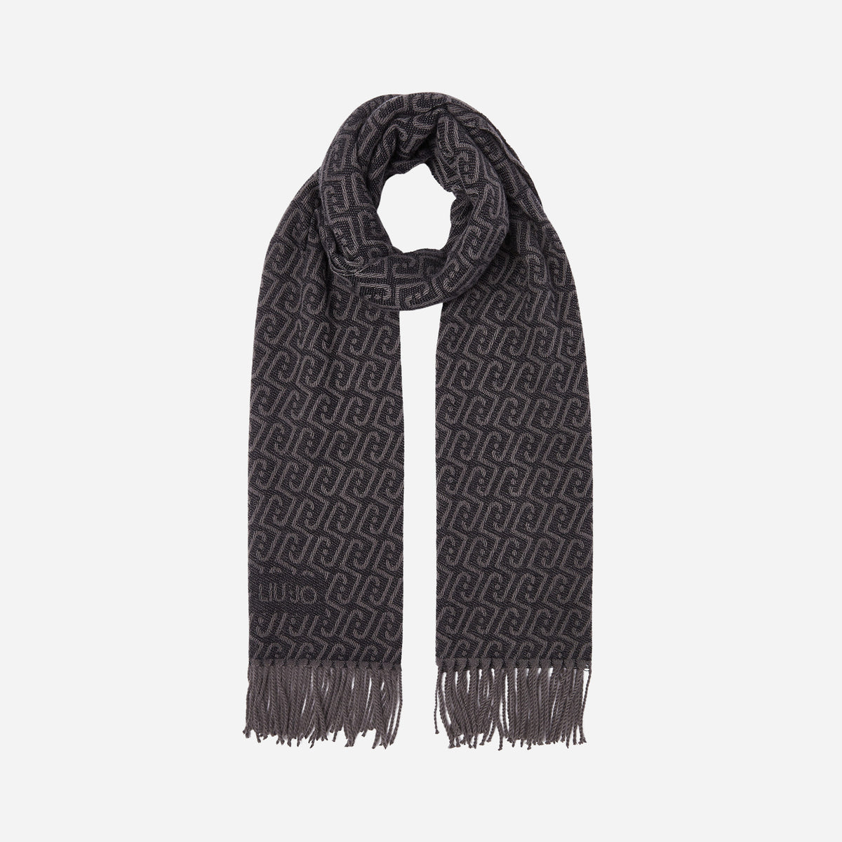 LIU JO STOLA CON LOGO MONOGRAM nero/antracite 