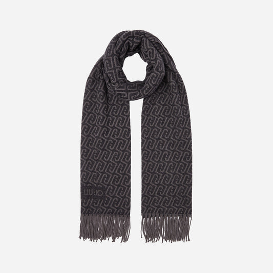 LIU JO STOLA CON LOGO MONOGRAM nero/antracite 