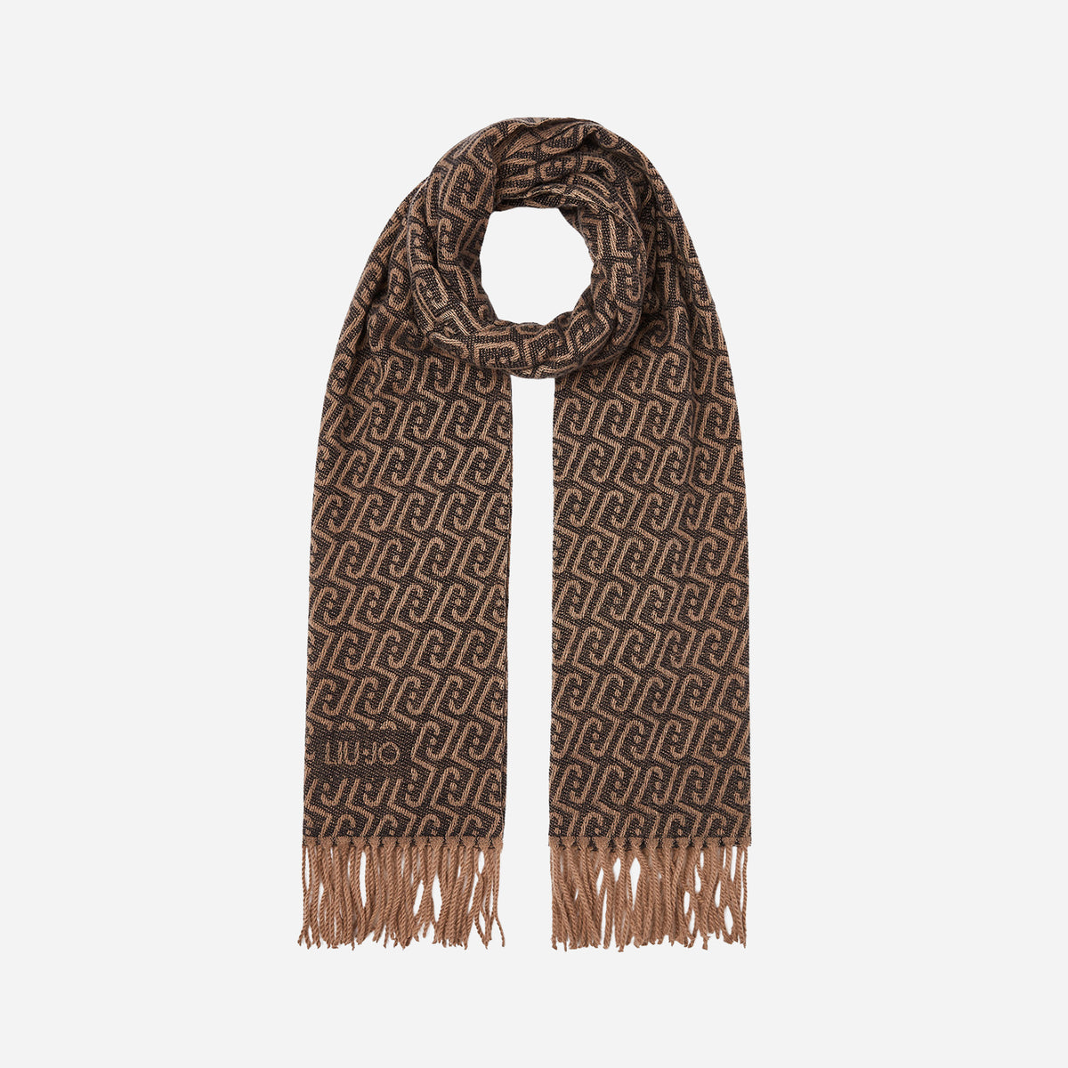 LIU JO STOLA CON LOGO MONOGRAM BLACK 