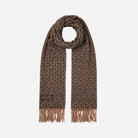 LIU JO STOLA CON LOGO MONOGRAM BLACK 