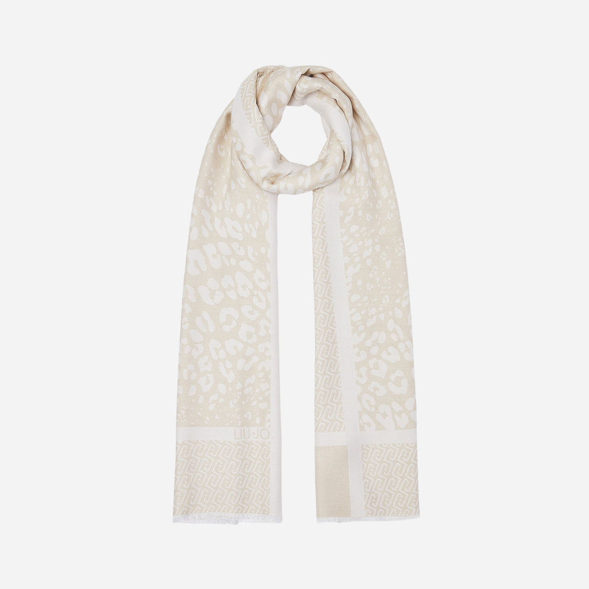LIU JO STOLA JACQUARD ANIMALIER CON LOGO BURRO 