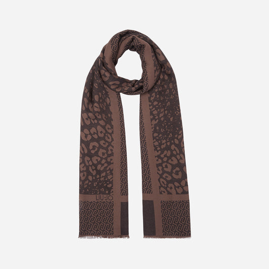 LIU JO STOLA JACQUARD ANIMALIER CON LOGO BLACK 