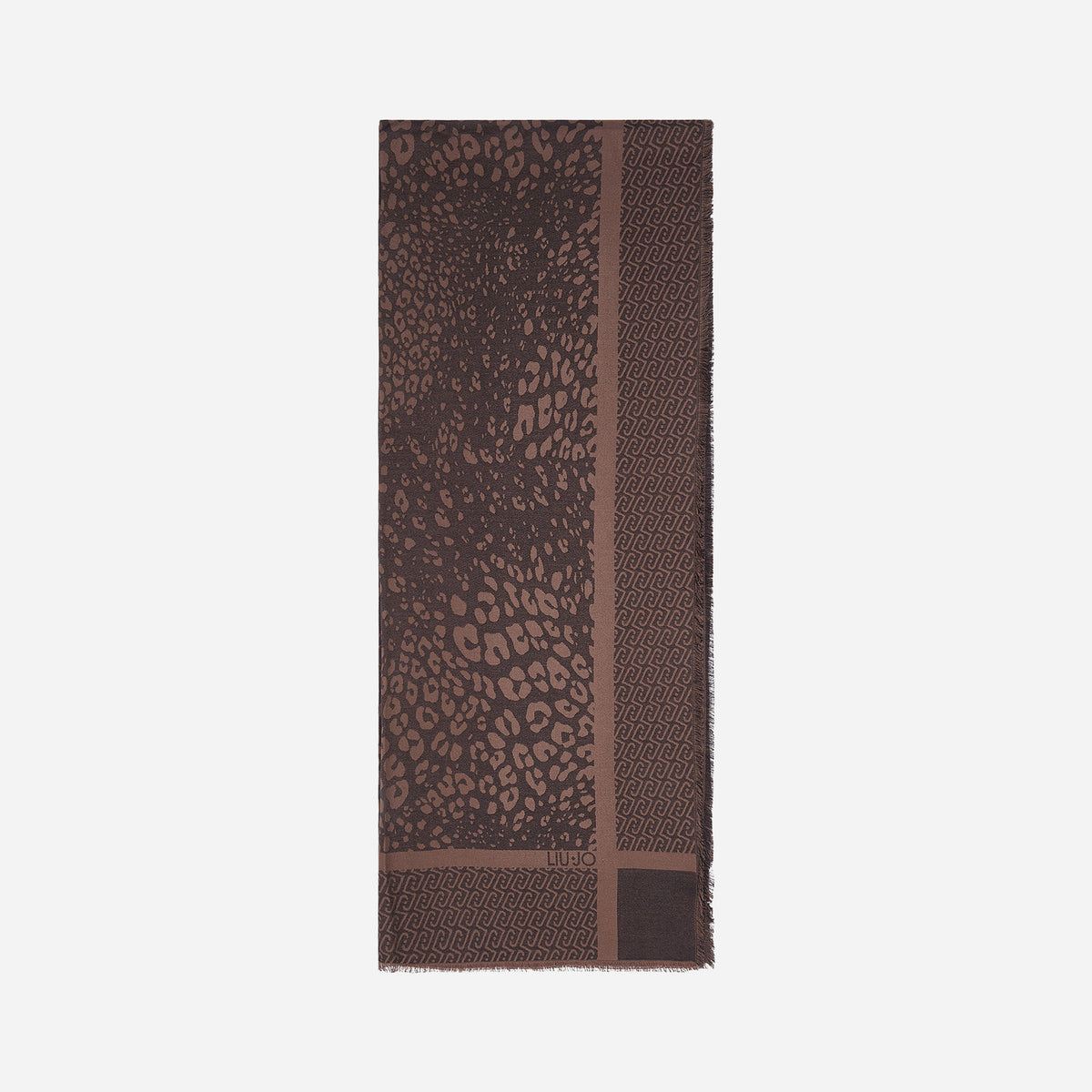 LIU JO STOLA JACQUARD ANIMALIER CON LOGO BLACK 