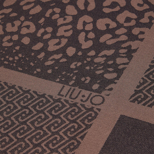 LIU JO STOLA JACQUARD ANIMALIER CON LOGO BLACK 