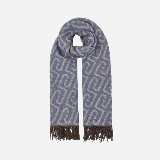 LIU JO STOLA MONOGRAM CON FRANGE DENIM 