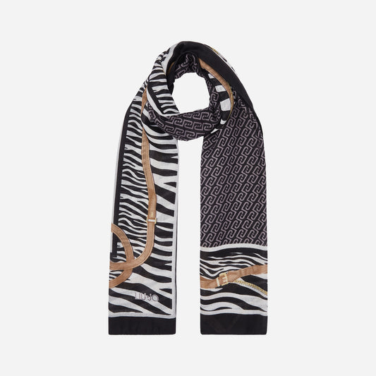 LIU JO STOLA ANIMALIER CON CINTURINI BLACK 