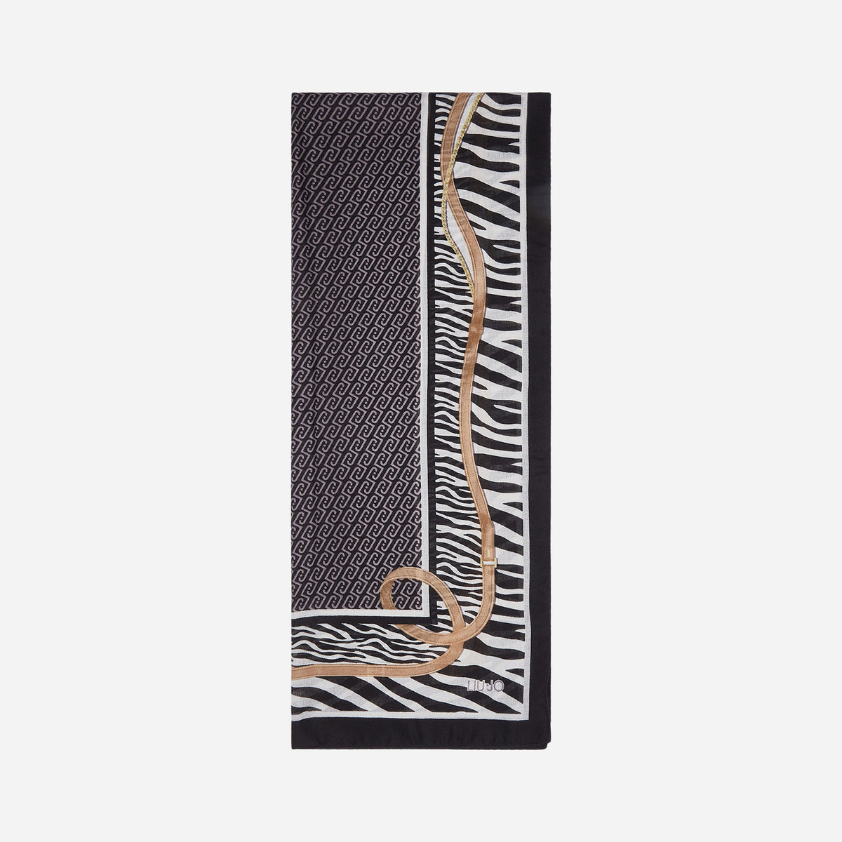 LIU JO STOLA ANIMALIER CON CINTURINI BLACK 