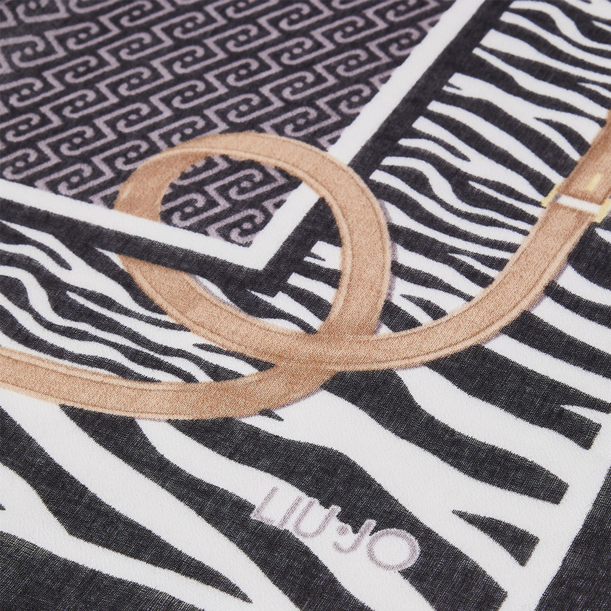 LIU JO STOLA ANIMALIER CON CINTURINI BLACK 