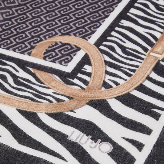 LIU JO STOLA ANIMALIER CON CINTURINI BLACK 