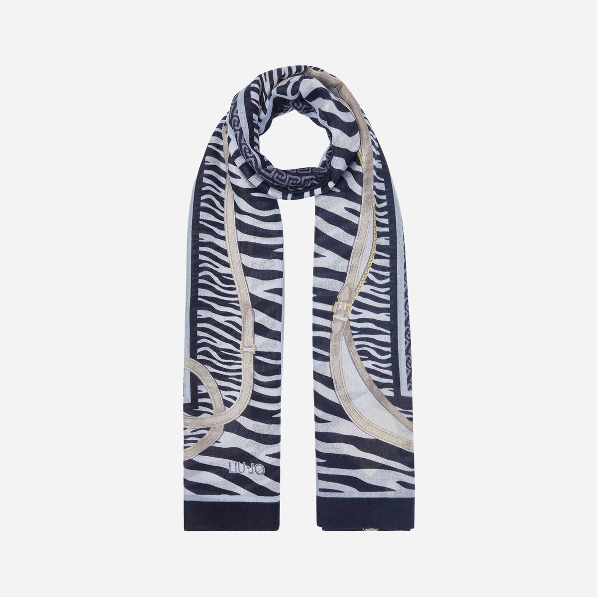 LIU JO STOLA ANIMALIER CON CINTURINI Midnight 