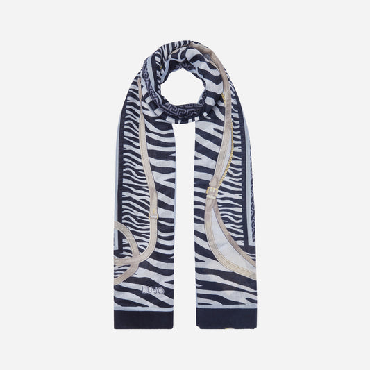 LIU JO STOLA ANIMALIER CON CINTURINI Midnight 