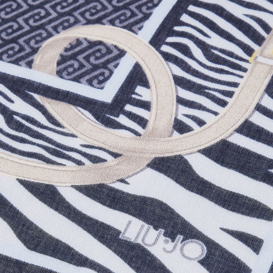 LIU JO STOLA ANIMALIER CON CINTURINI Midnight 