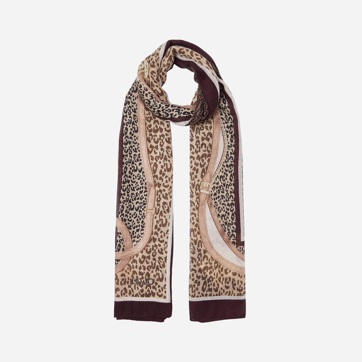 LIU JO STOLA ANIMALIER CON CINTURINI Red aubergine 