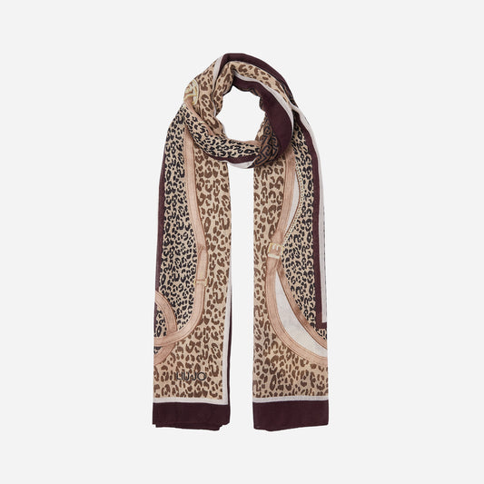LIU JO STOLA ANIMALIER CON CINTURINI Red aubergine 