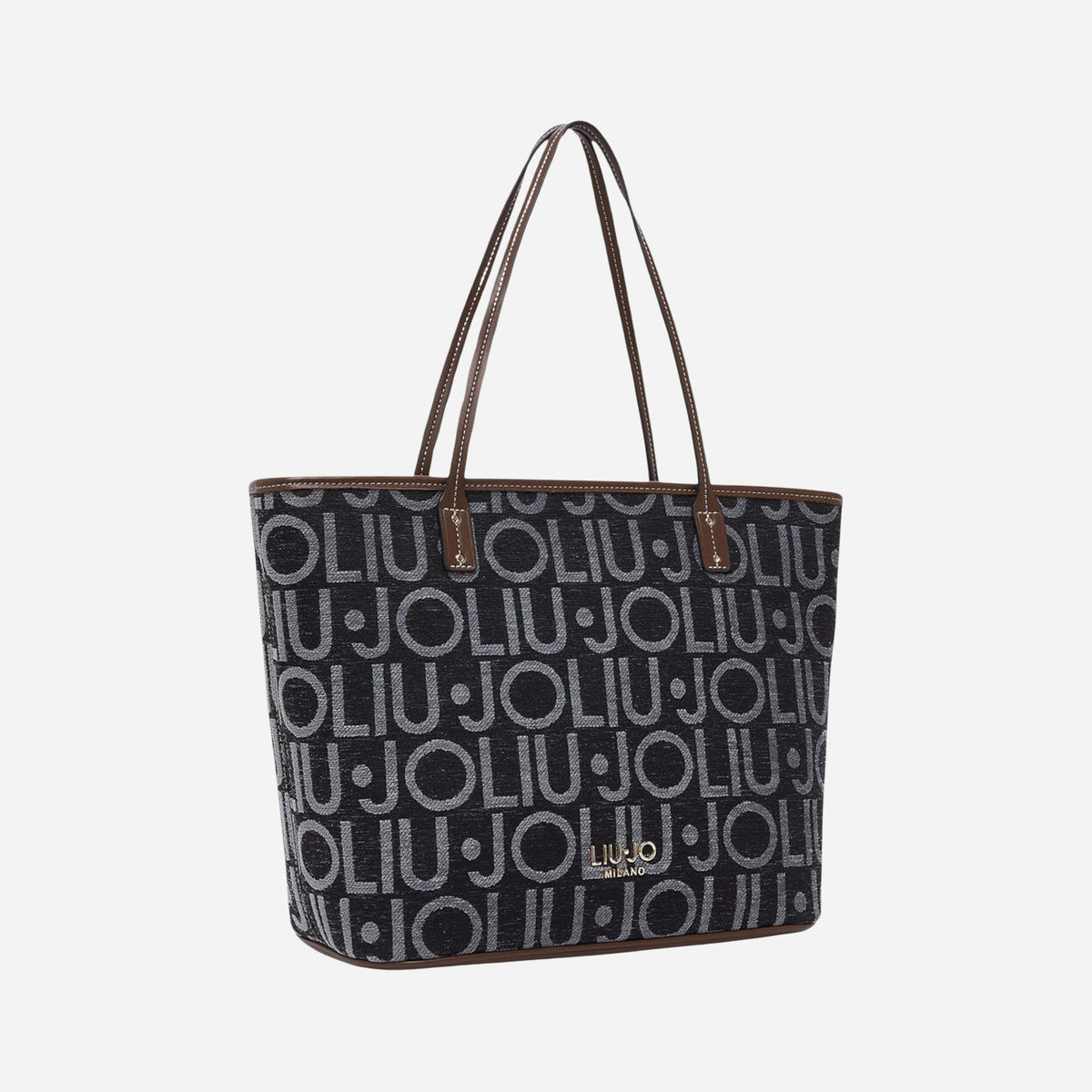 LIU JO Shopper media logo jacquard BLACK 