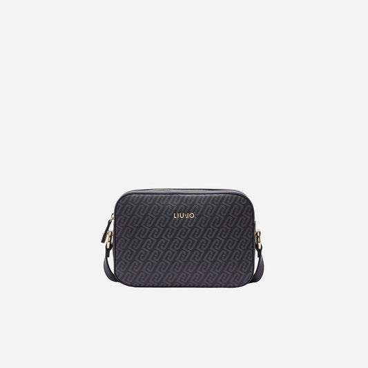 LIU JO BORSA A TRACOLLA MEDIA MONOGRAM BLACK 