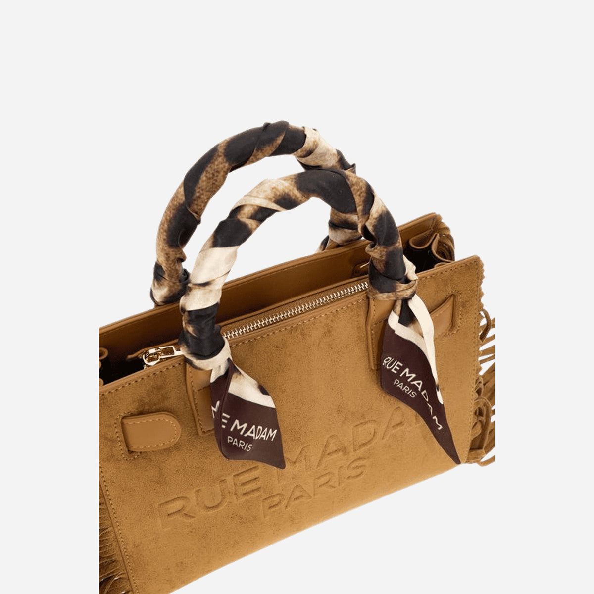 RUE MADAM CANYON MINI TOTE FRINGES SUEDE COGNAC 