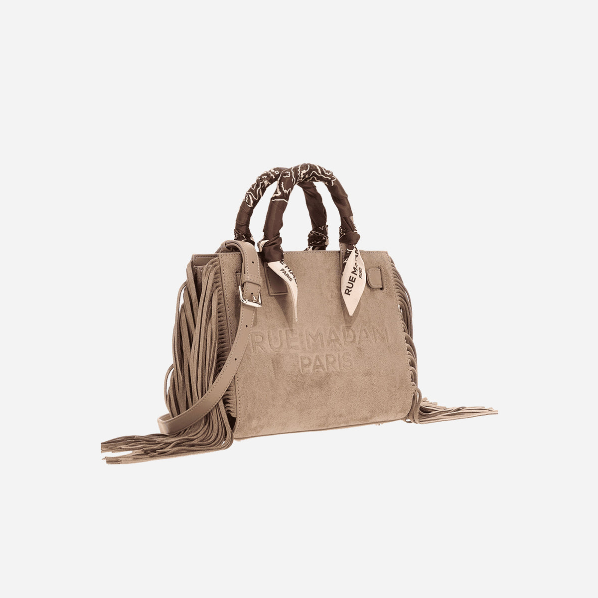 RUE MADAM CANYON MINI TOTE FRINGES SUEDE GREY 