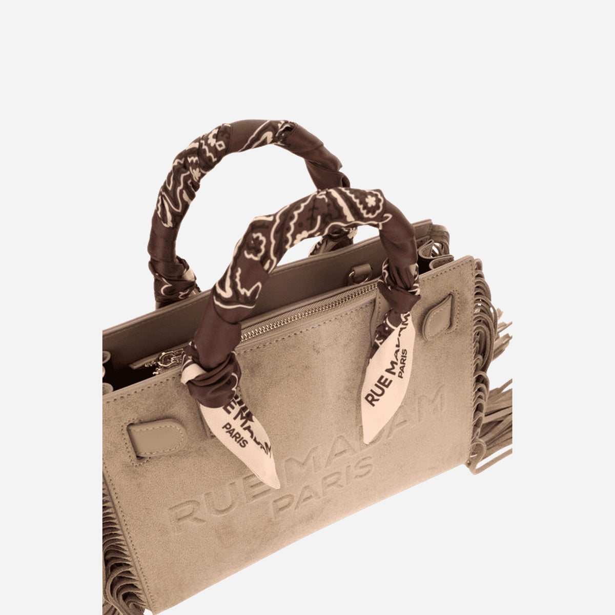 RUE MADAM CANYON MINI TOTE FRINGES SUEDE GREY 