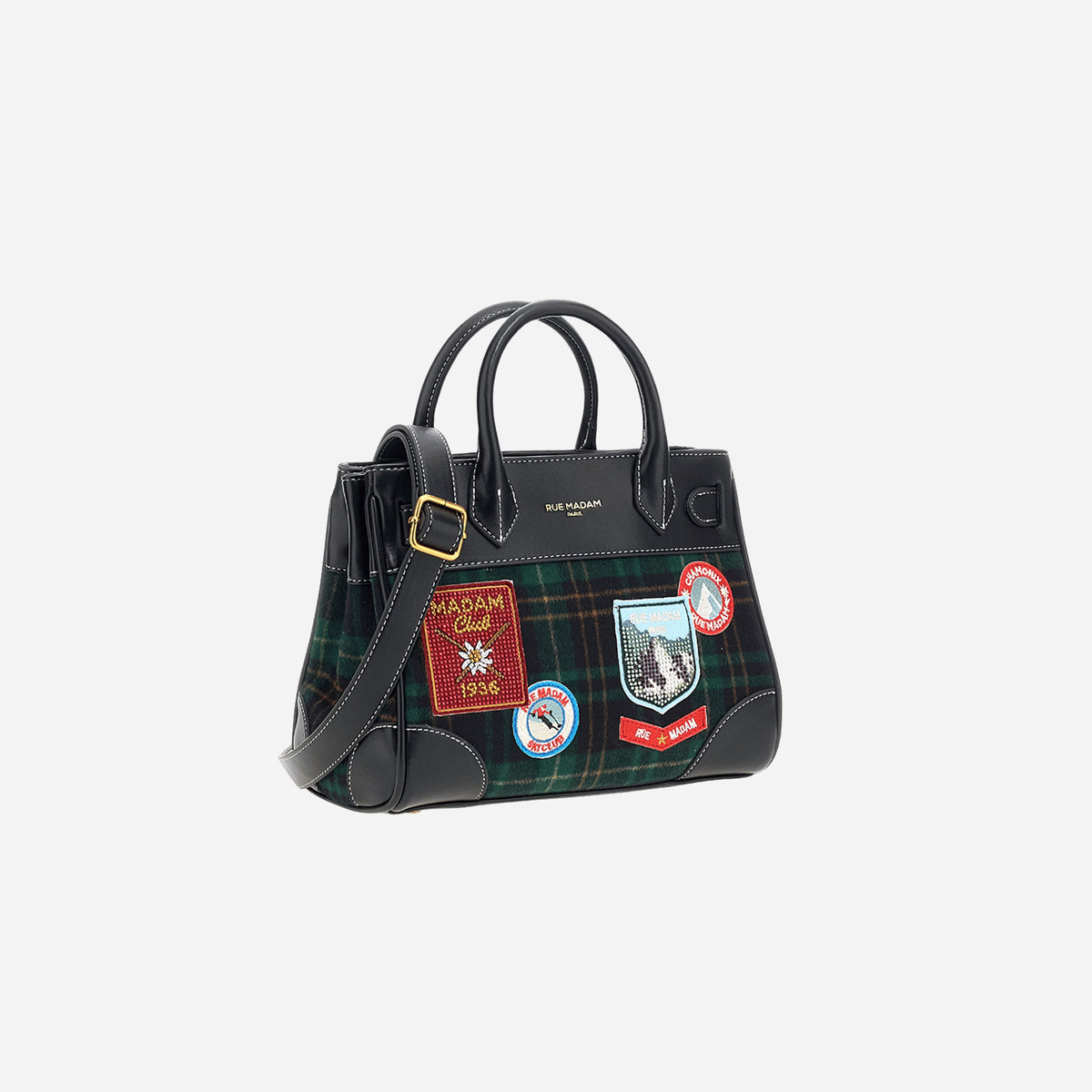 RUE MADAM CHAMONIX MINI TOTE TARTAN GREEN 