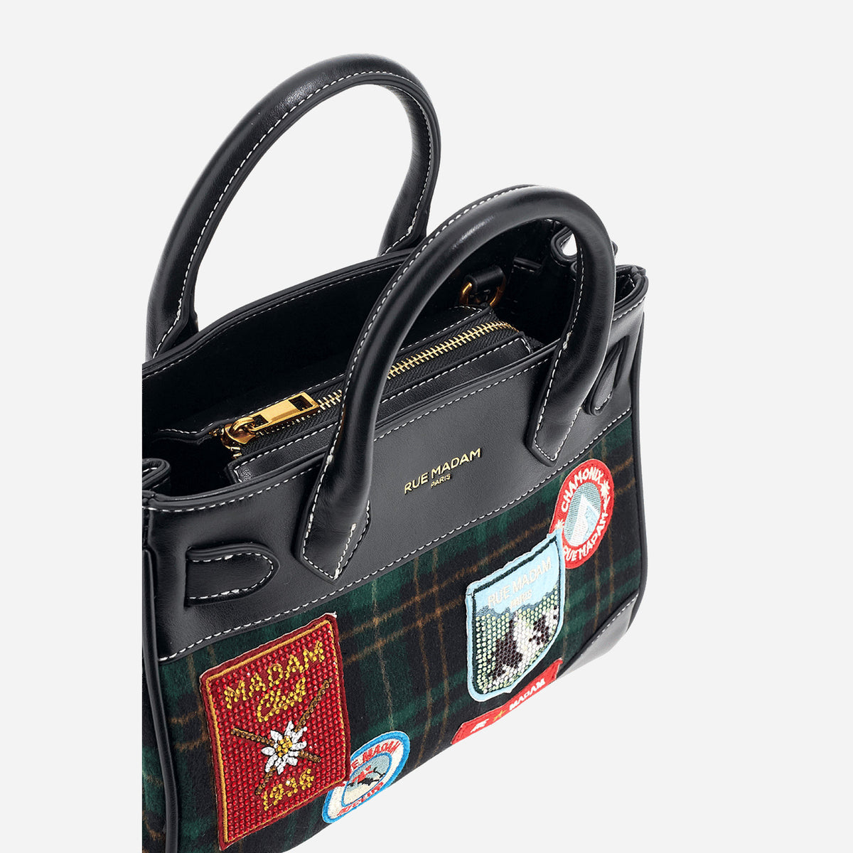 RUE MADAM CHAMONIX MINI TOTE TARTAN GREEN 