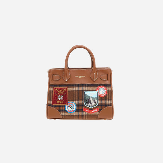 RUE MADAM CHAMONIX MINI TOTE TARTAN ORANGE 