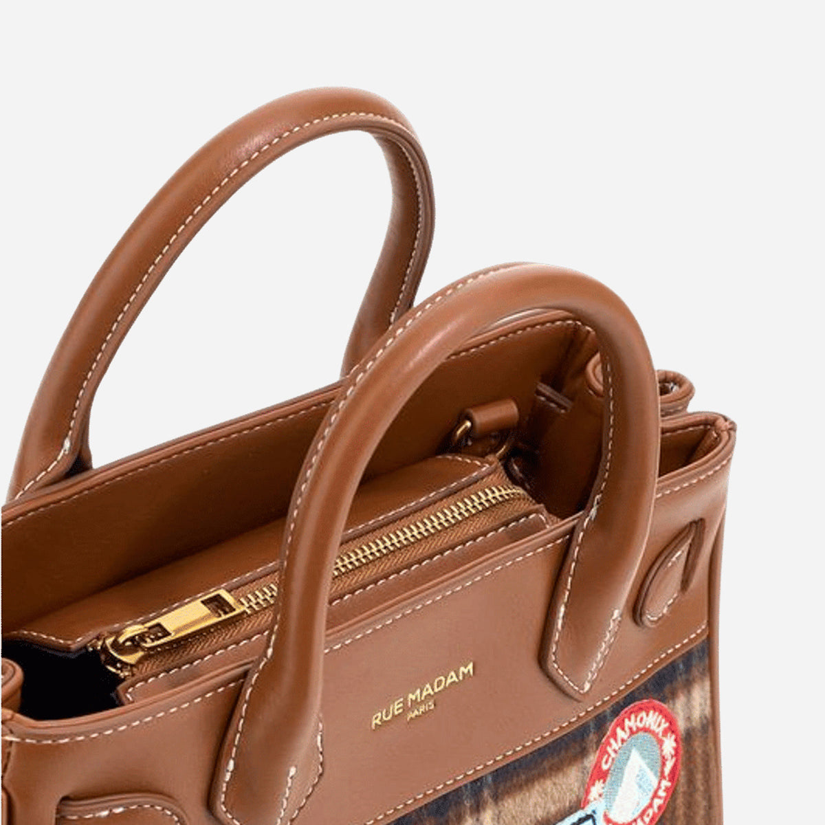 RUE MADAM CHAMONIX MINI TOTE TARTAN ORANGE 