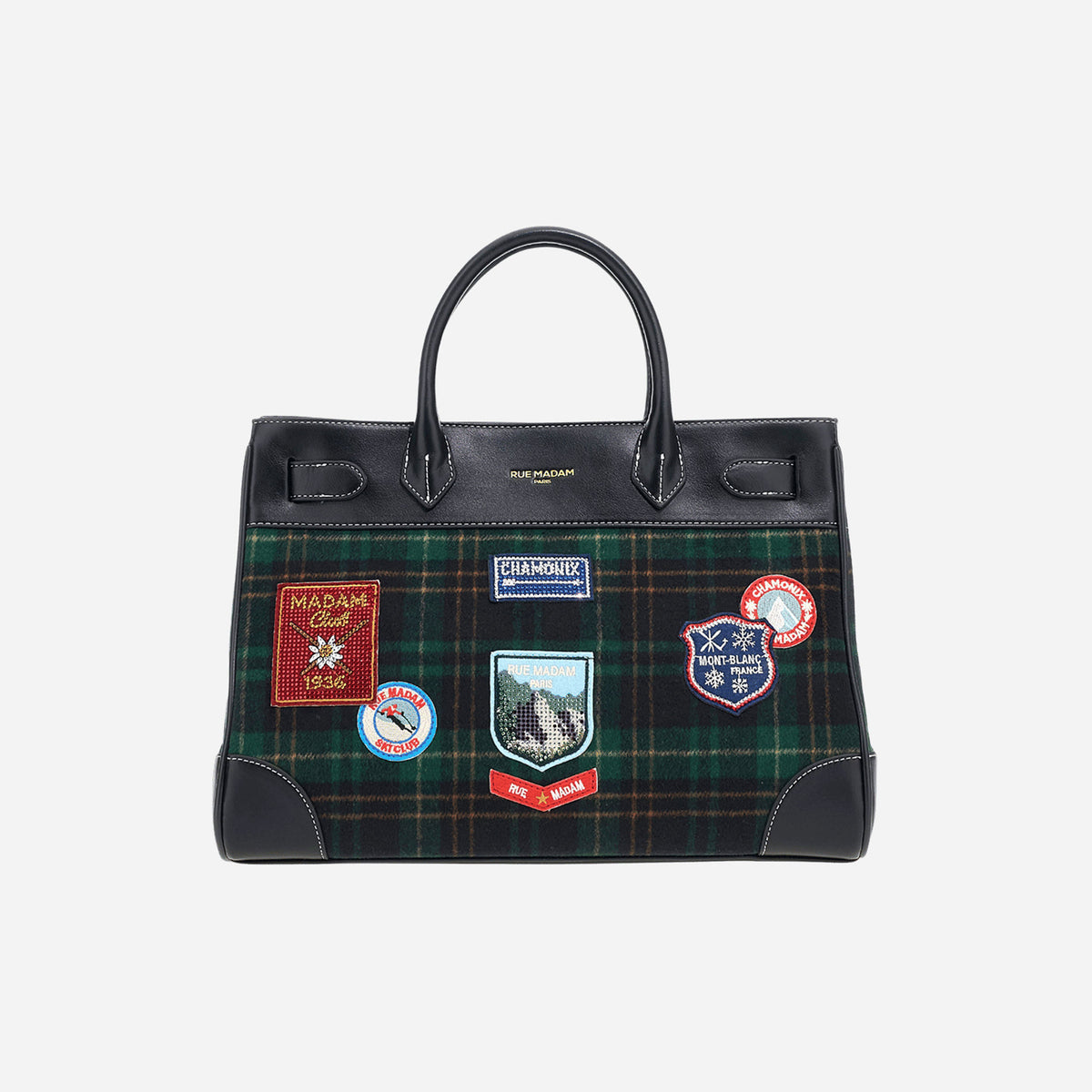 RUE MADAM CHAMONIX TOTE TARTAN GREEN 