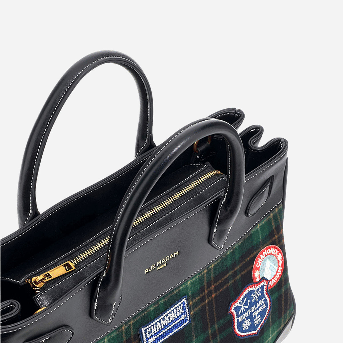 RUE MADAM CHAMONIX TOTE TARTAN GREEN 