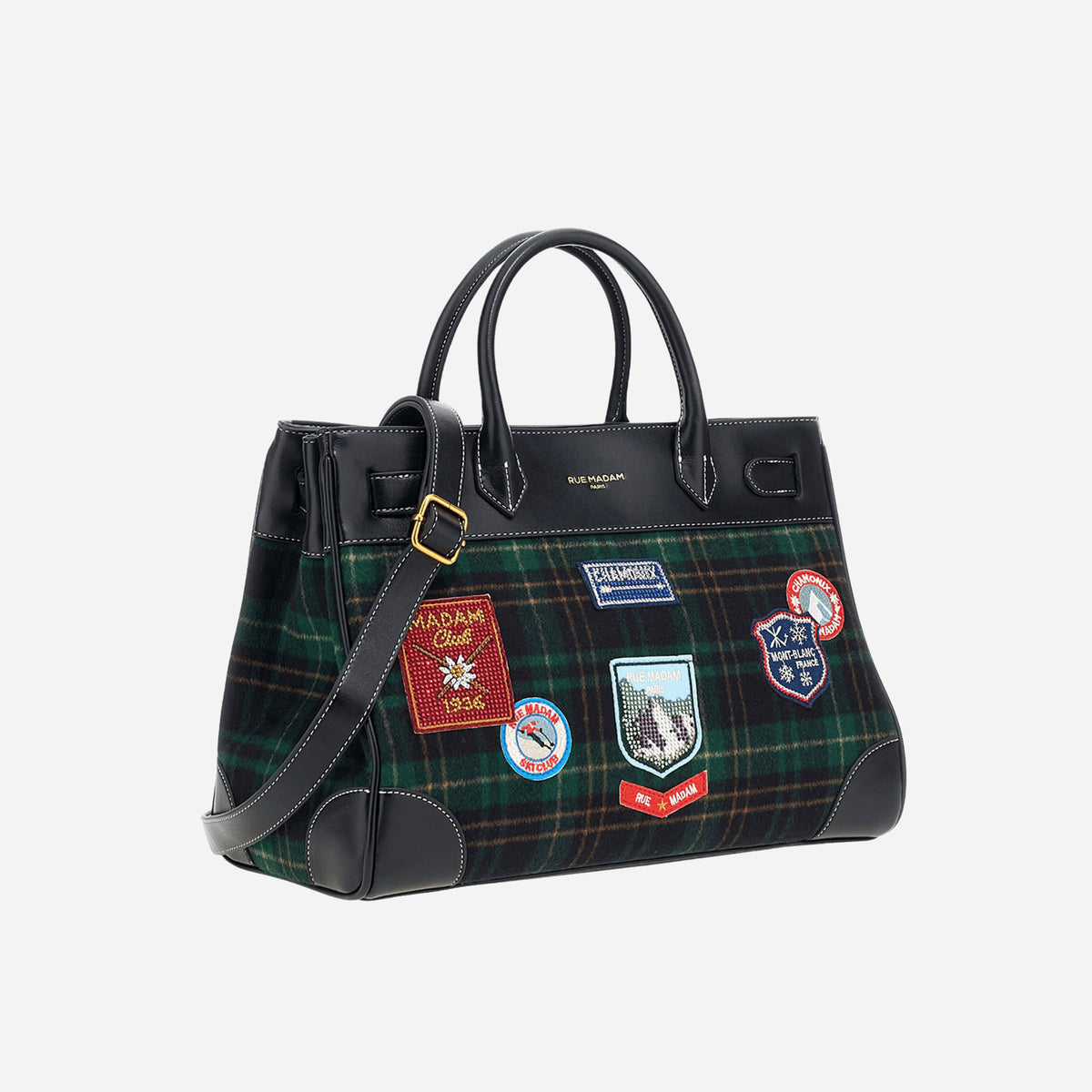 RUE MADAM CHAMONIX TOTE TARTAN GREEN 