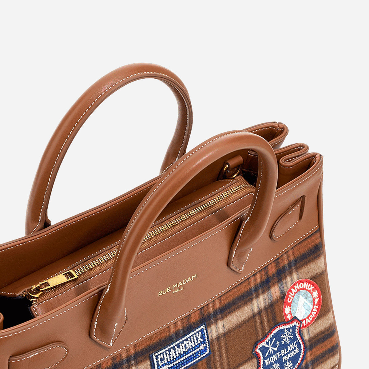 RUE MADAM CHAMONIX TOTE TARTAN ORANGE 