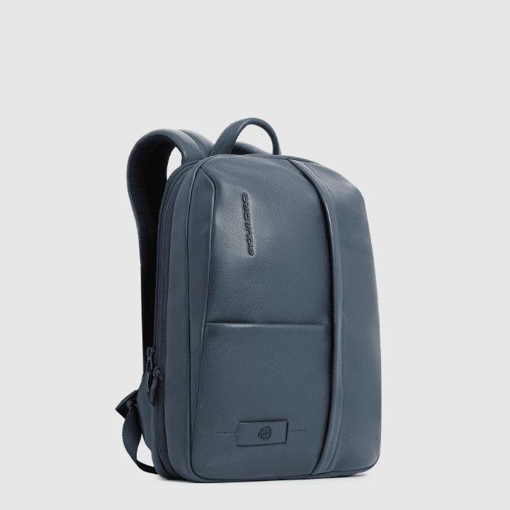 PIQUADRO Zaino PC 14'' espandibile in pelle Blu 