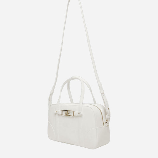 ARMANI EXCHANGE Borsa a mano piccola in ecopelle Off White 