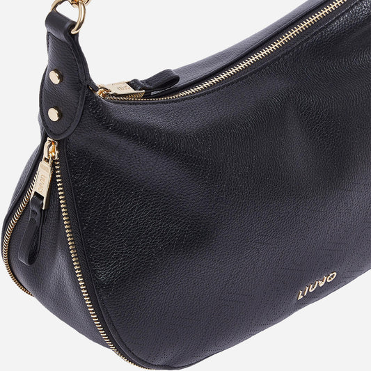 LIU JO Borsa a spalla media jacquard BLACK 