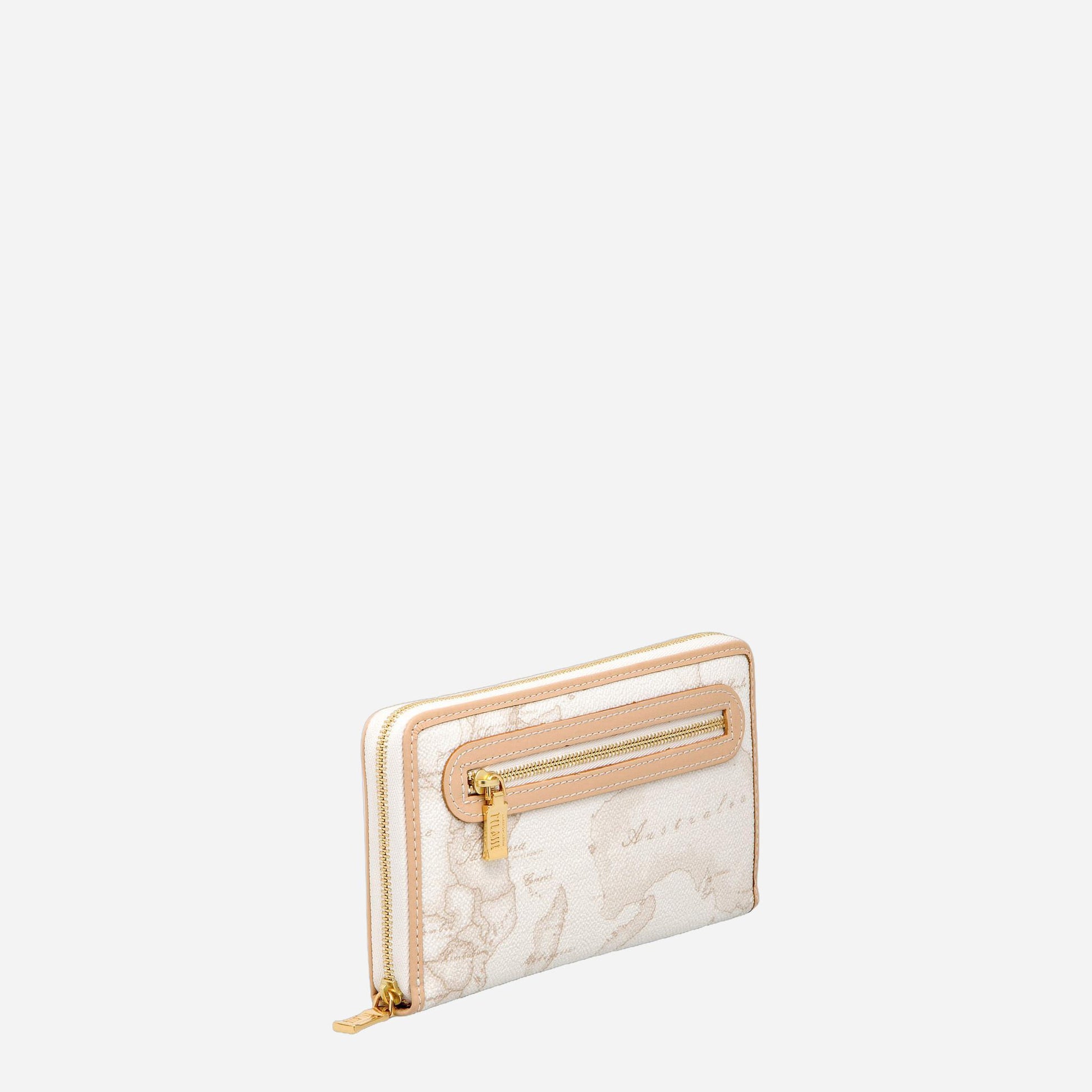ALVIERO MARTINI Geo White Portafogli grande con zip e tasca Geo White 