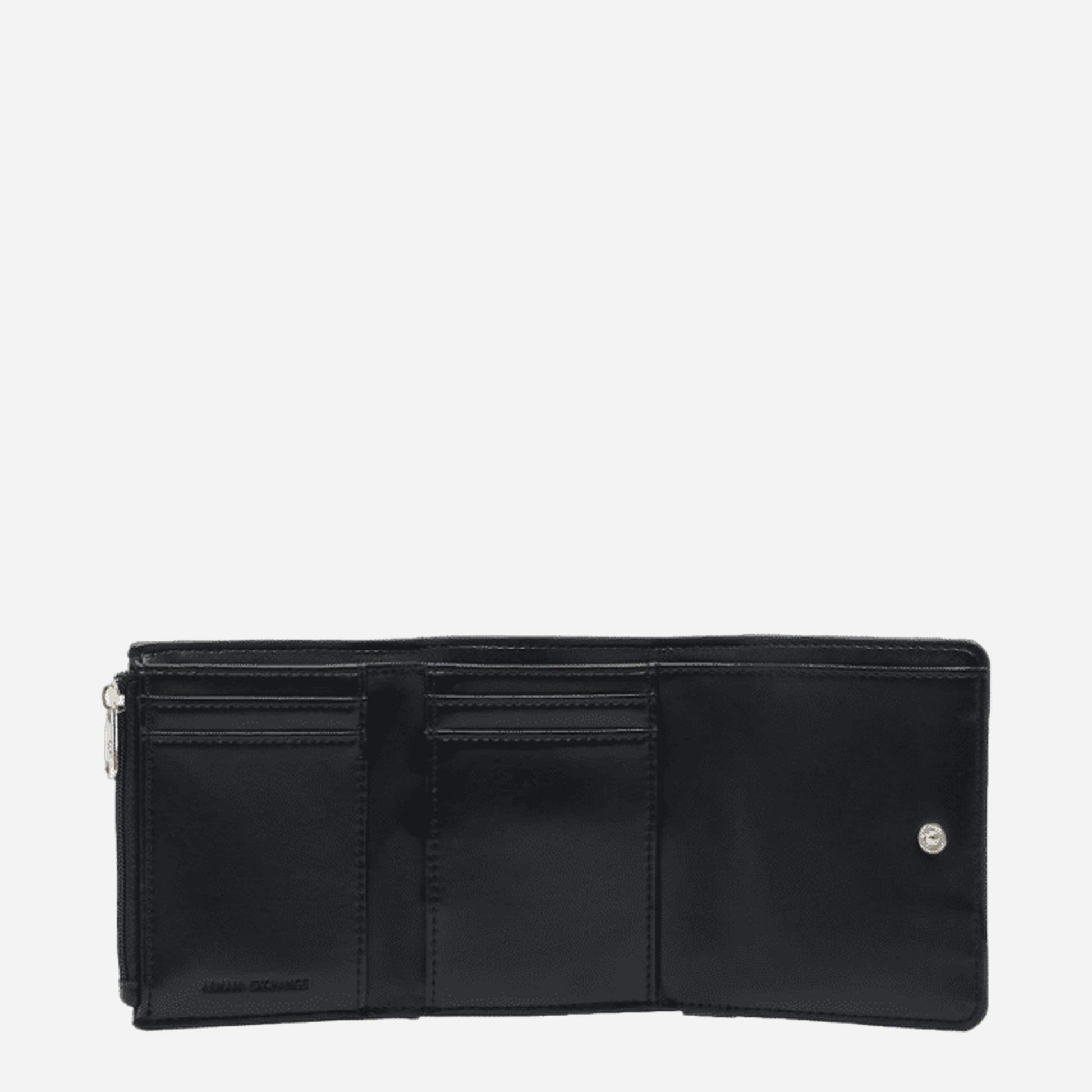 ARMANI EXCHANGE AX Portafoglio compatto bi-fold in ecopelle BLACK 