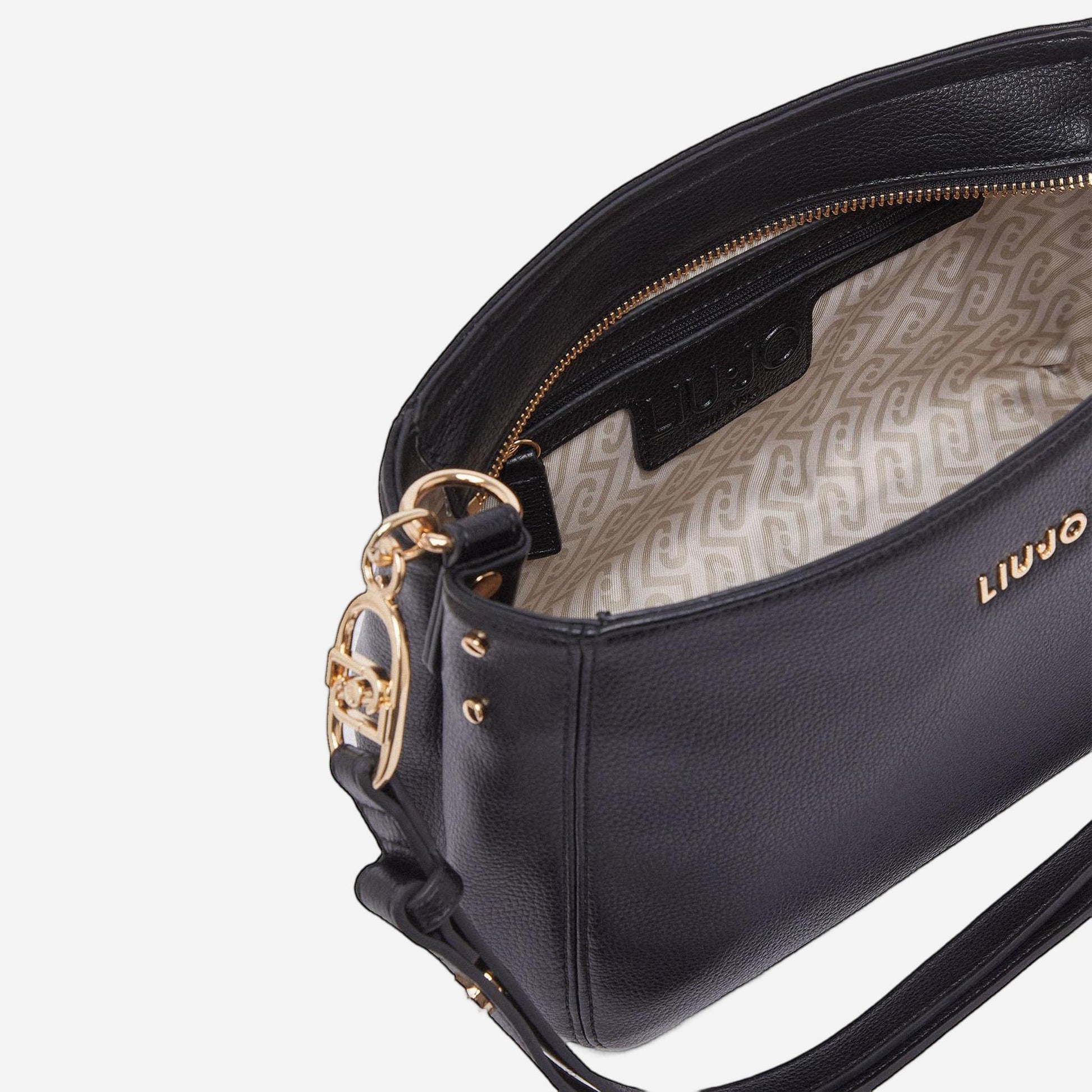 LIU JO Borsa media con charm BLACK 