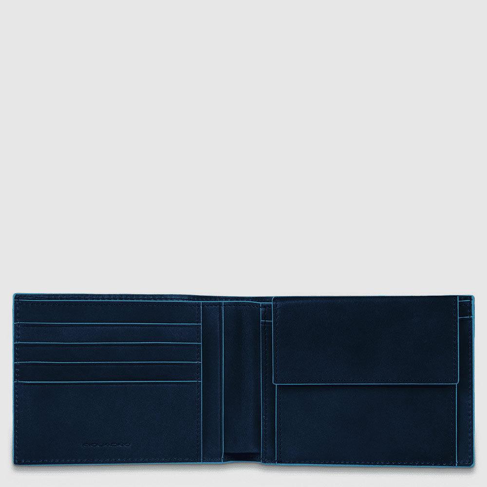 PIQUADRO Portafoglio uomo con portamonete in pelle Blu 