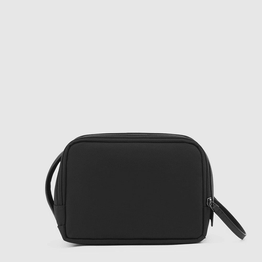 PIQUADRO Beauty case uomo in tessuto riciclato e pelle Nero 