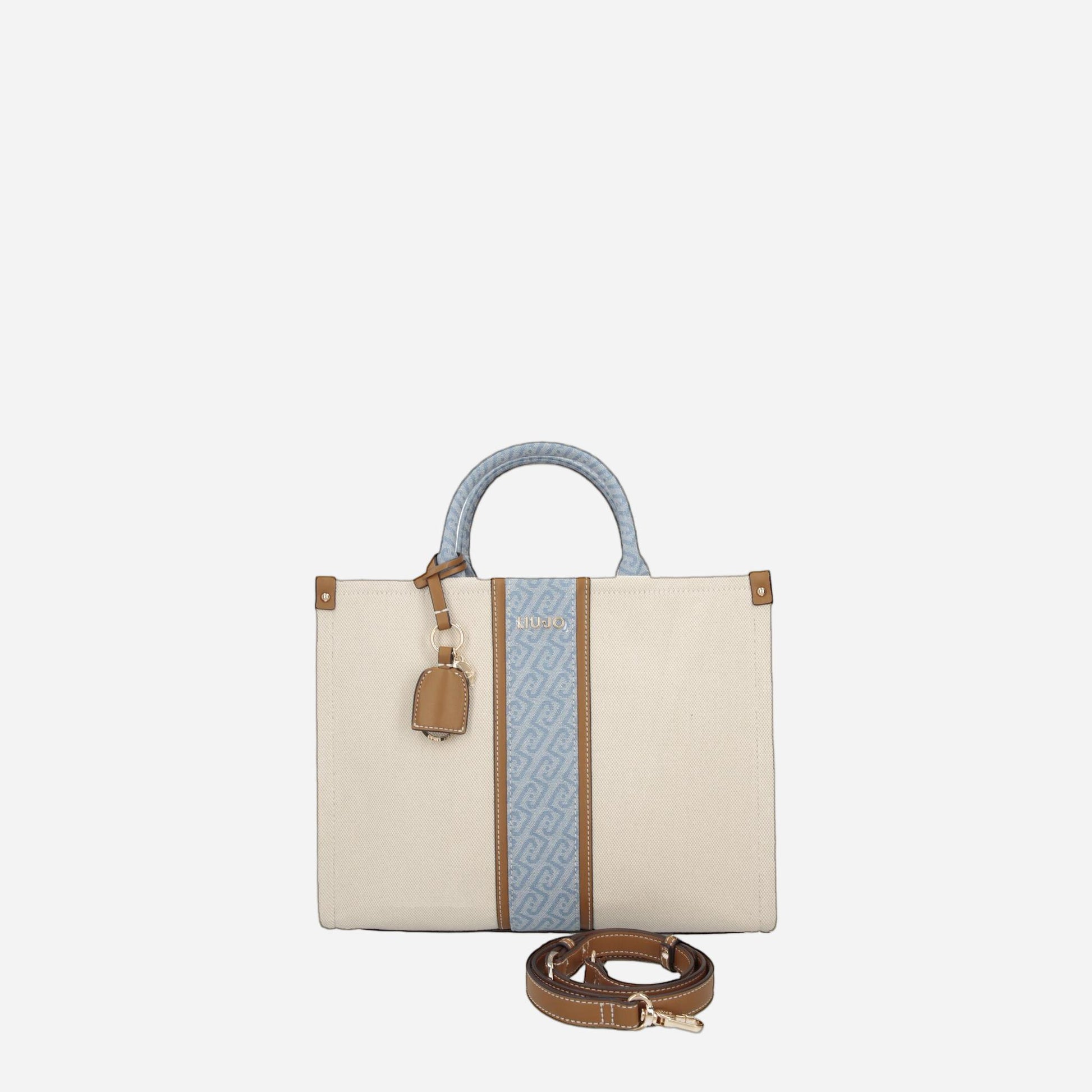 LIU JO Borsa jacquard media Neutro/denim 