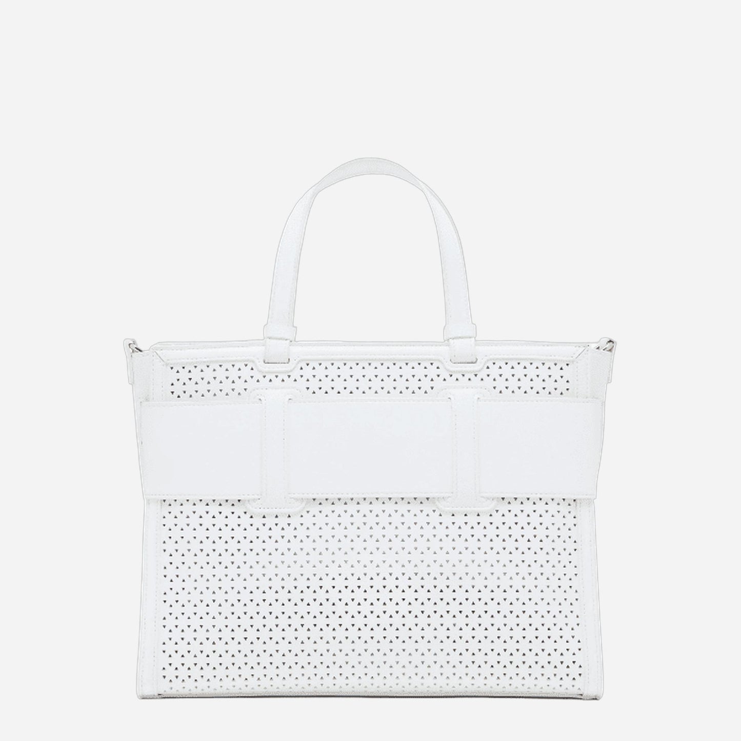 ARMANI EXCHANGE Borsa shopping grande traforata Off White 