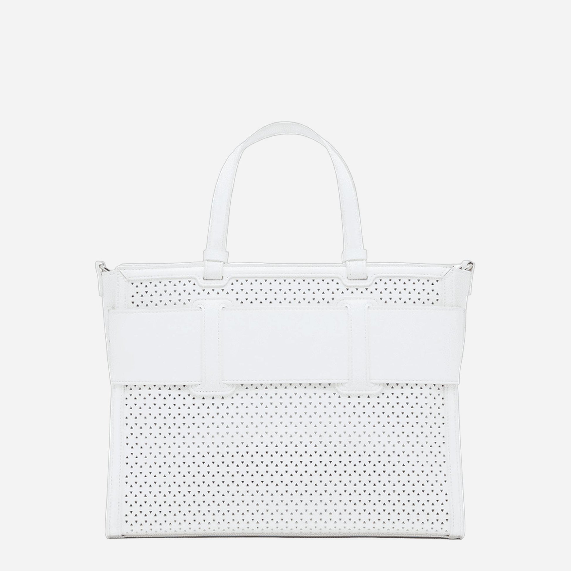 ARMANI EXCHANGE Borsa shopping grande traforata Off White 