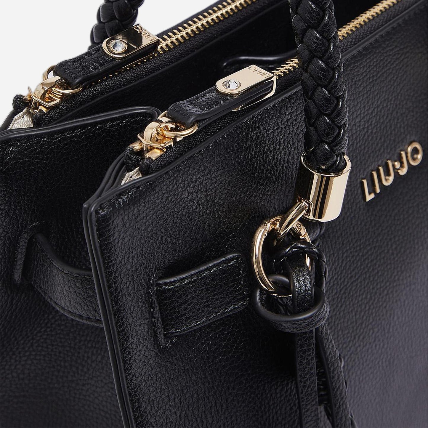 LIU JO Borsa satchel piccola con charms BLACK 
