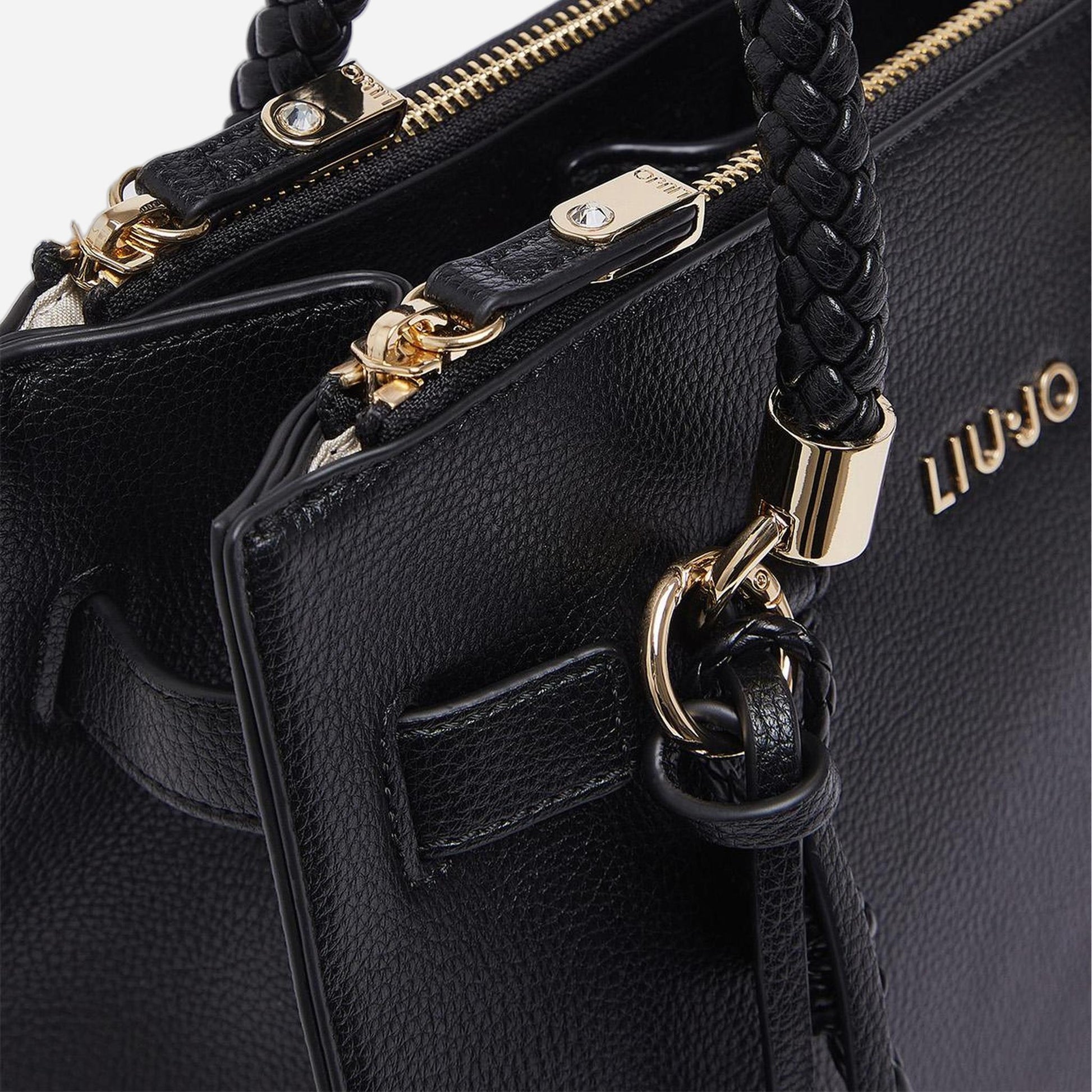 LIU JO Borsa satchel piccola con charms BLACK 