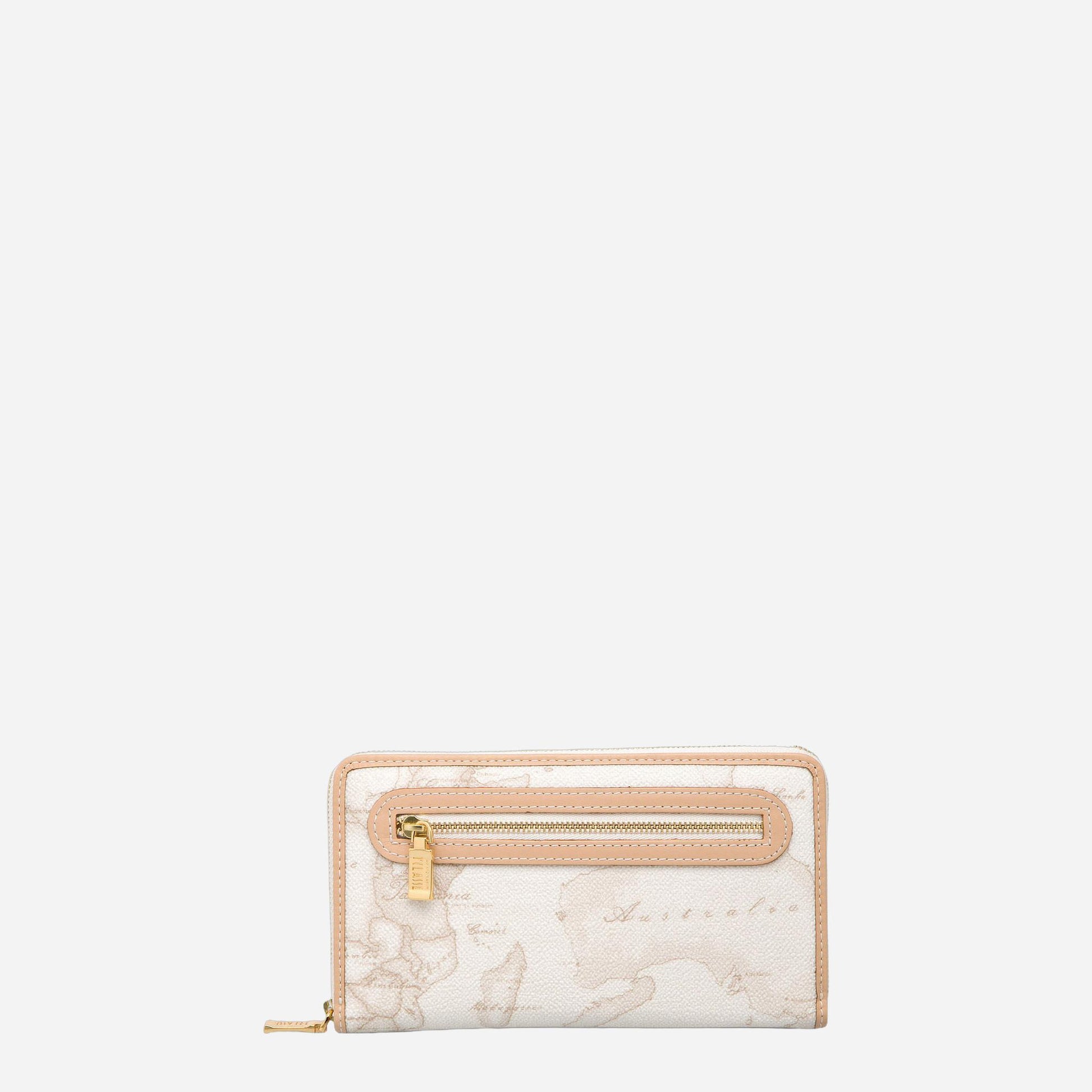 ALVIERO MARTINI Geo White Portafogli grande con zip e tasca Geo White 