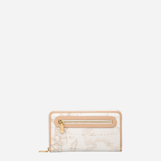 ALVIERO MARTINI Geo White Portafogli grande con zip e tasca Geo White 