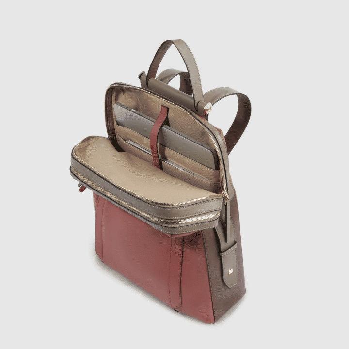 PIQUADRO Zaino donna in pelle arancio/marrone 