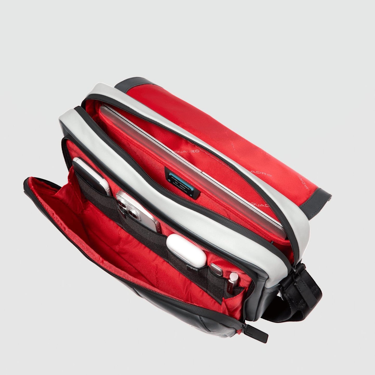 PIQUADRO Borsa messenger uomo in pelle porta pc Grigio/nero 
