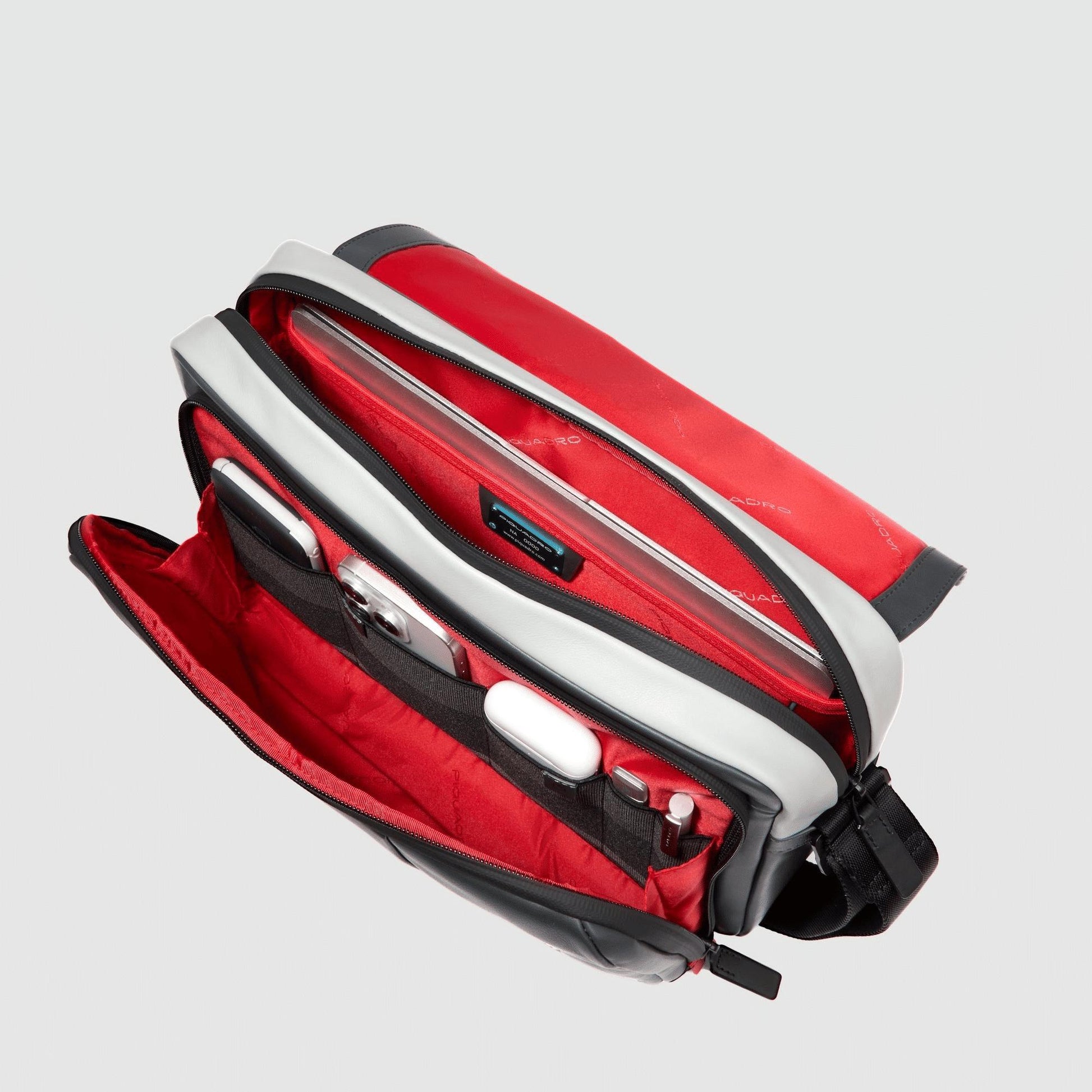 PIQUADRO Borsa messenger uomo in pelle porta pc Grigio/nero 
